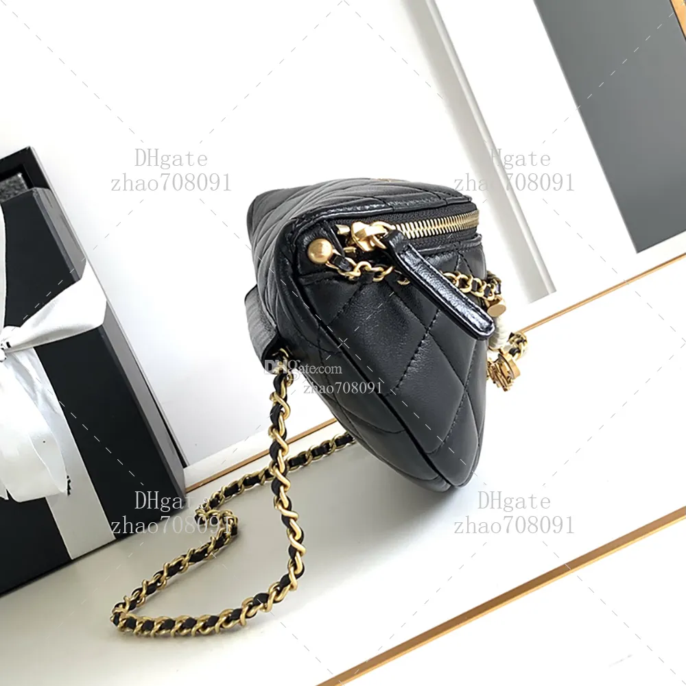 DHgate 1 1 Designer Womens Pearl Chain Sheepskin Crossbody Bag Top Quality Luxury Bags Luggage Accessories