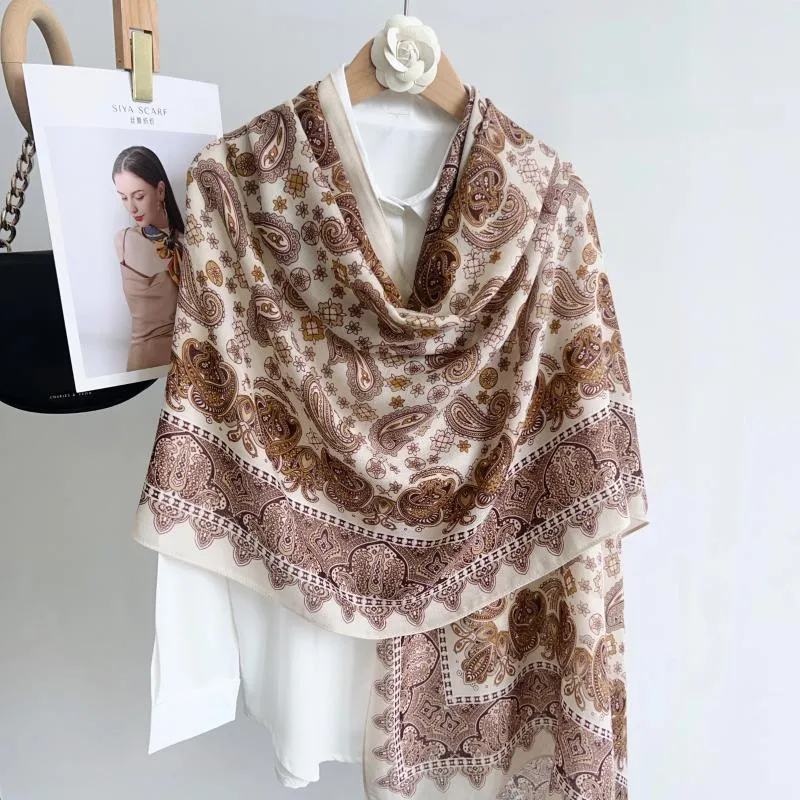 美品 希少 RUDE GALLERY paisley scarf Paisley Print Scarf - Long Lightweight Viscose Linen Blend