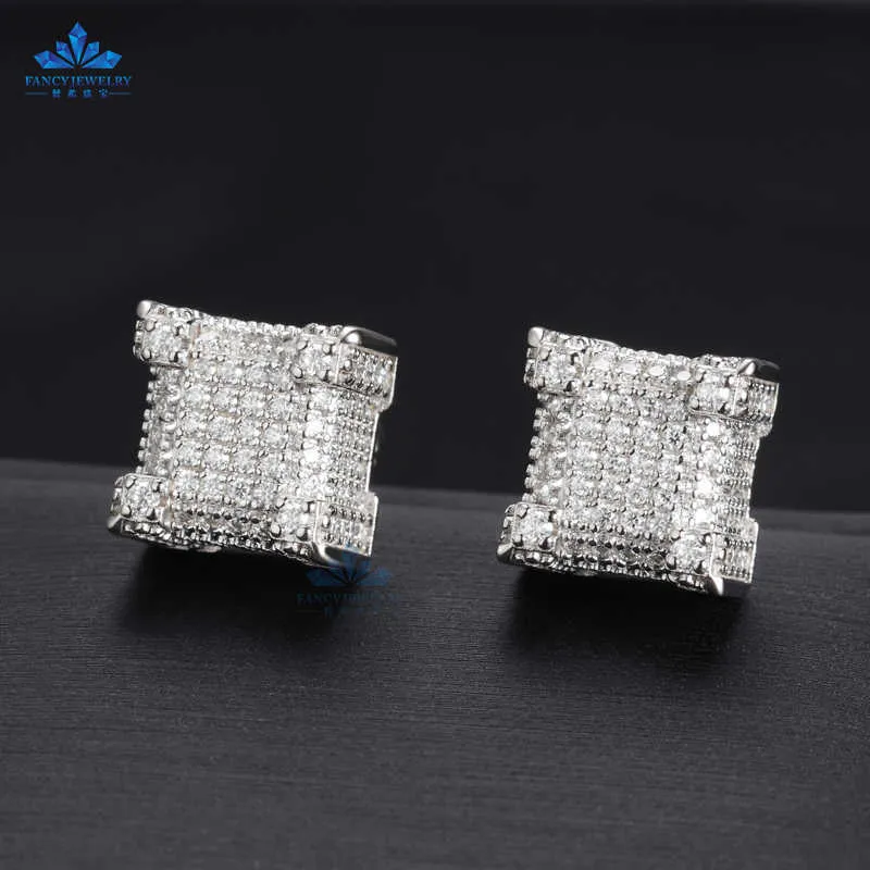 Hip Hop Jtv Jewelry VVS Moissanite Square Flower Cluster Stud Earrings With Brilliant Cut Diamonds In Silver From Jewelry 456 23.12 DHgate.Com