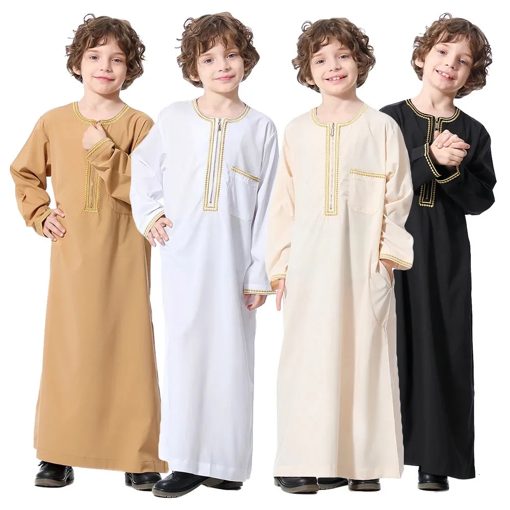 Long Sleeve Muslim Abaya Kaftan Islamic Robe For Middle Eastern Teenage ...