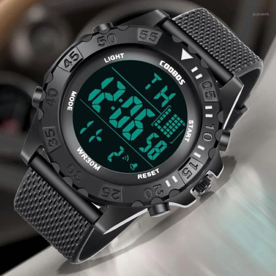 Men's Digital Sports Watch - LED Luminous Waterproof Wristwatch with ...