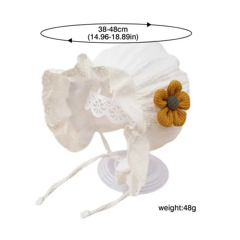 Silk Crochet Lace Baby Hat with Adjustable Strap for Newborn