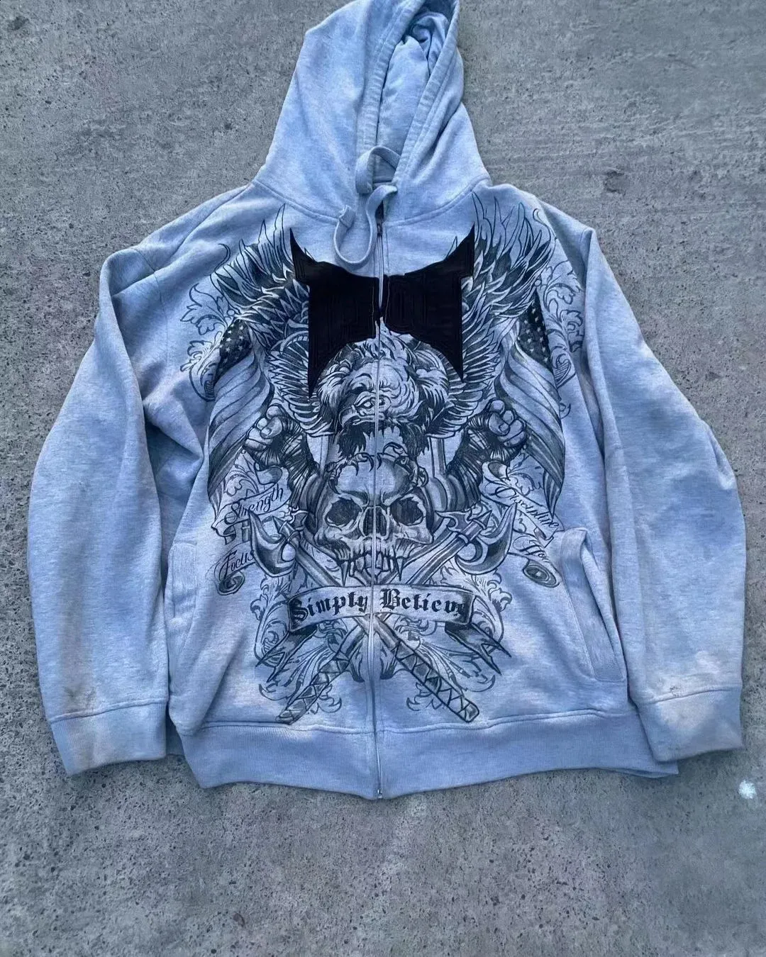 トップス vintage d.i.a skull long zip hoodie 06026622-7e54-4069-857b-