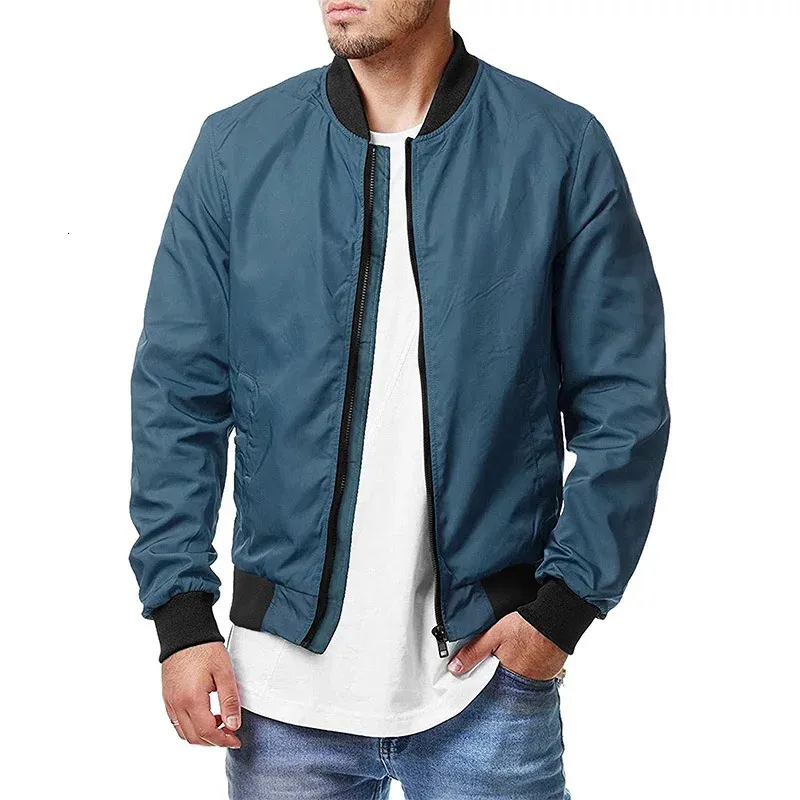Mens Slim Fit Bomber Jacket - Spring/Autumn Casual Coat