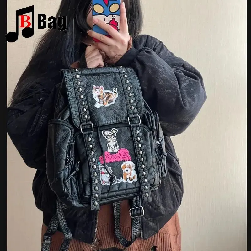 バッグ B.stuff gimmick leather backpack Leather Zipper