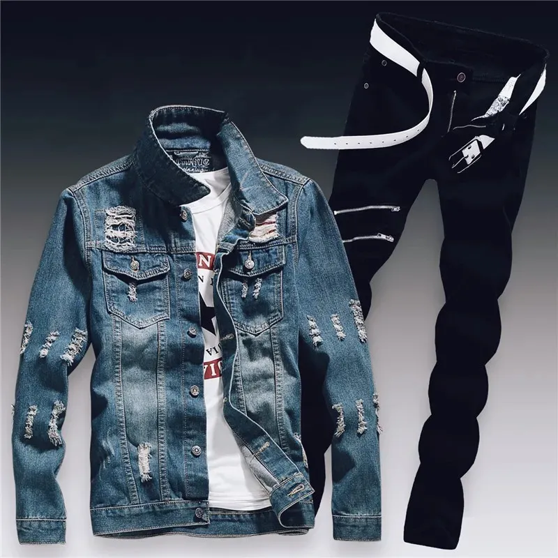 Vintage Spring denim jean jacket Two Piece Set for Men Vintage Spring denim jean jacket Two Piece Set for Men