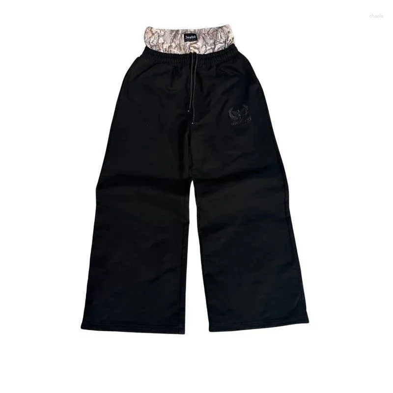Herrebukser Streetwear Y2K Vide Ben Herre Retro Dobbelttaljede Joggingbukser Broderet Camouflage Mønster Trend Casual_voghion.com