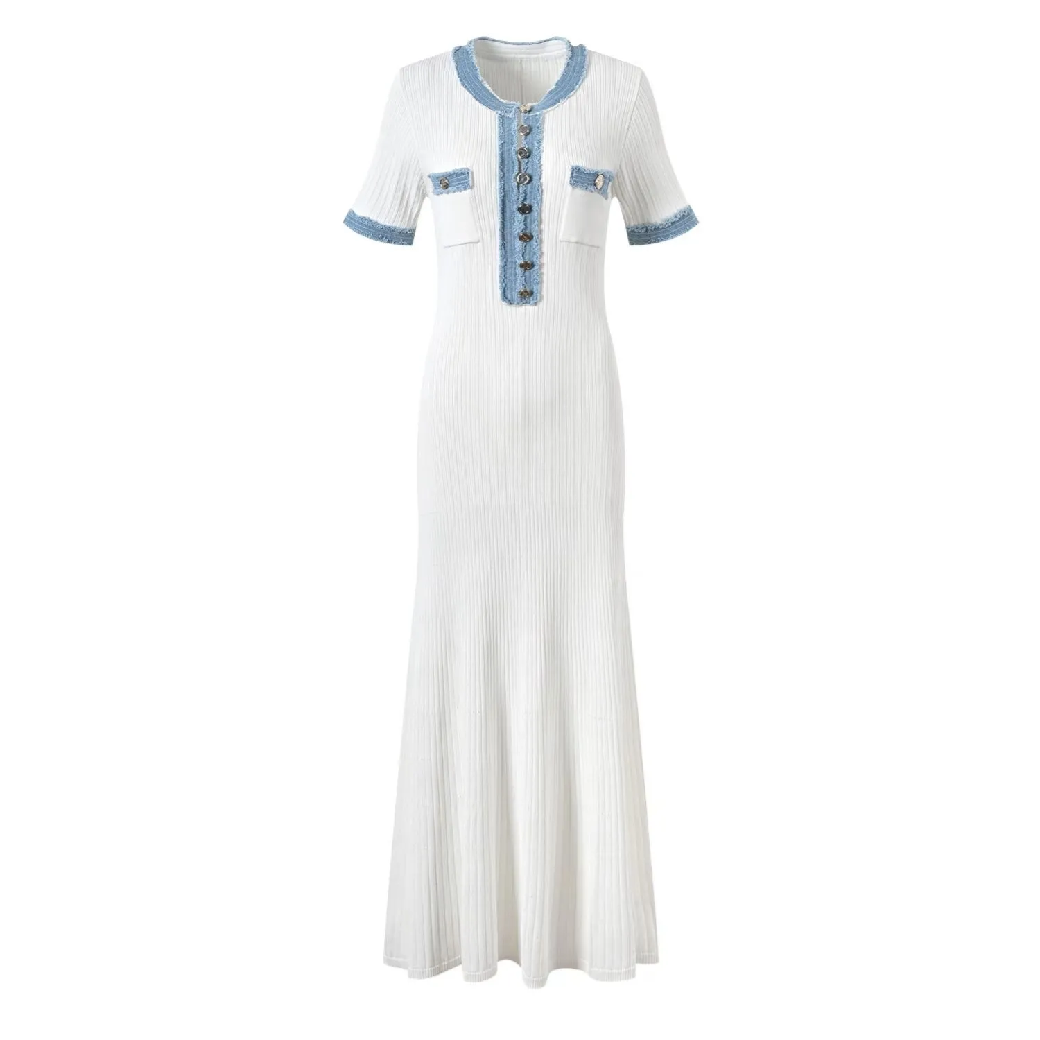 Elegant Knitted Long Dress Flounce Hem, Simple... From Fashionclothing08,  $28.2 In Bulk | DHgate.Com
