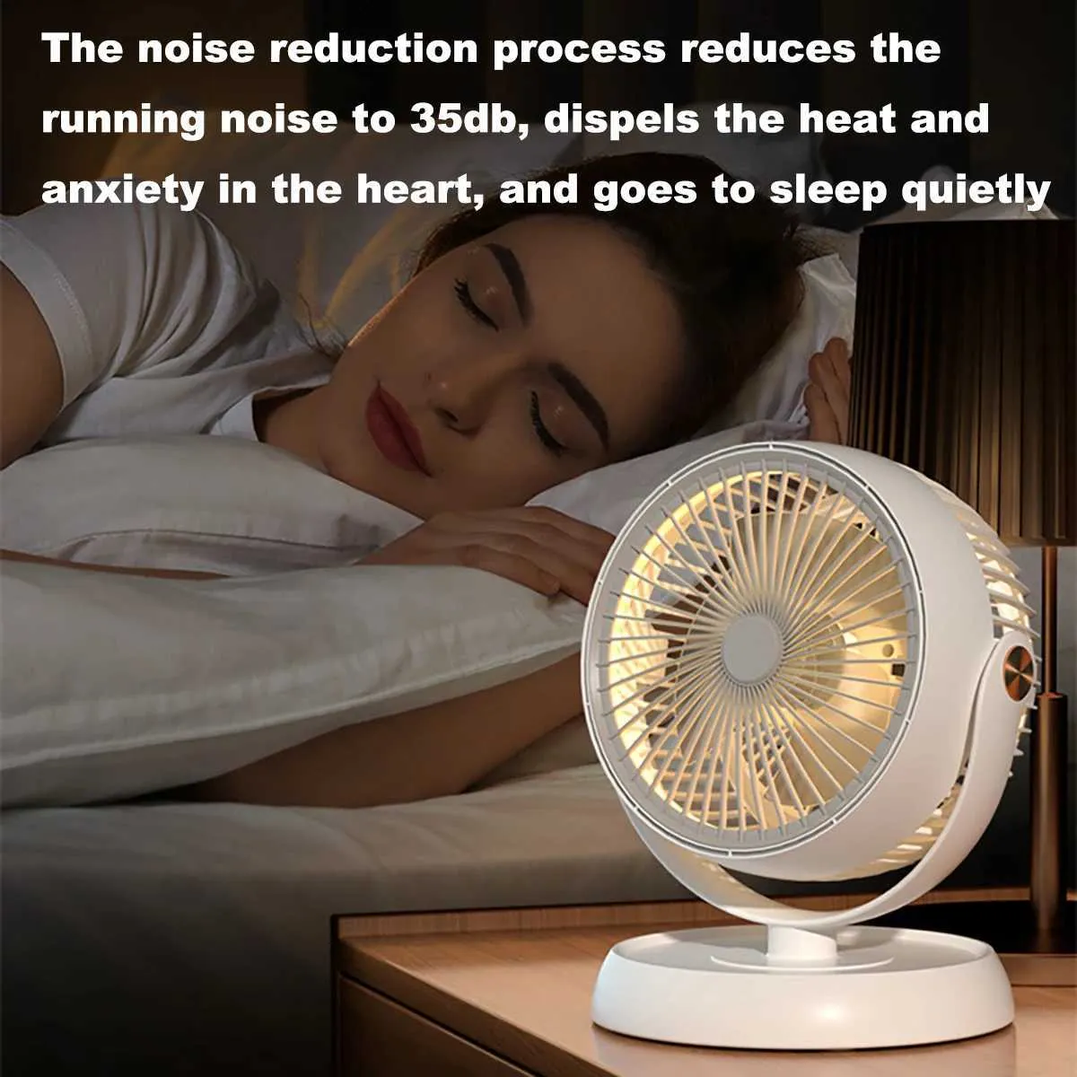 360° Rotating Table Fan with Night Light - Portable, Wall Mountable Air ...