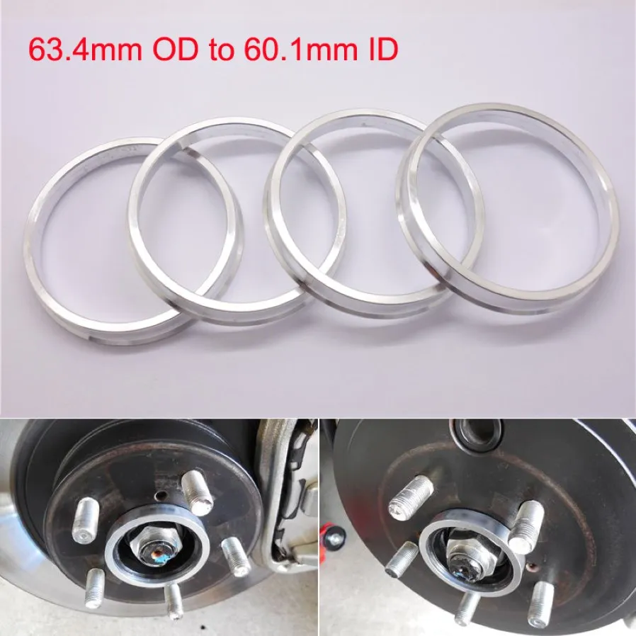 4-Pack Hub Centric Rings Spacers - 73.1mm Outer Diameter, 63.4mm Inner Diameter, Aluminum Alloy