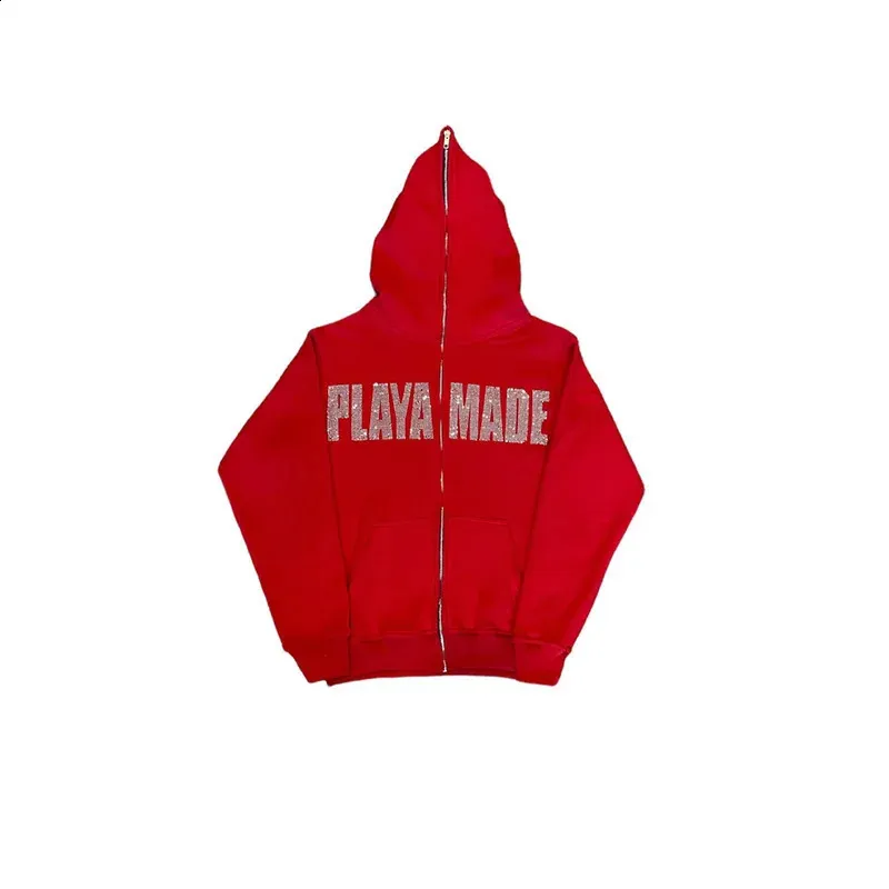 DHgate.com:Street Style Diamond-Print Zipper Hoodie: Unisex