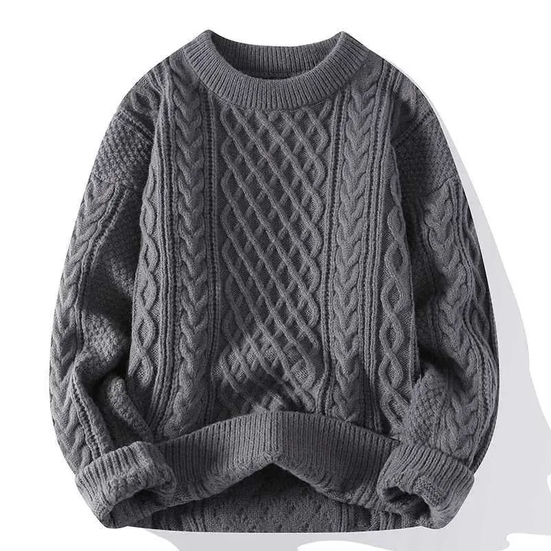Save Big on Bulk Harajuku Men Sweater Men's Vintage O Neck Knitted Sweater  Autumn/Winter Casual Loose Fit Pullover, Solid Colors, Harajuku Retro Style 