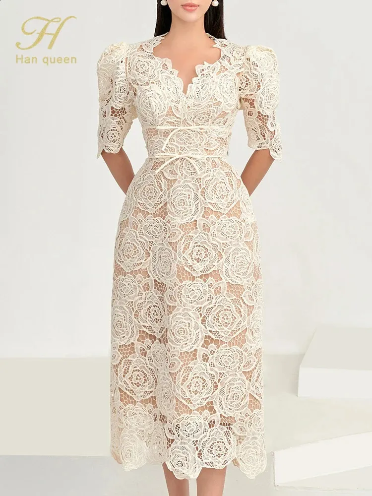 Summer Chiffon Dress Korean Retro High Waist Slim Midi Floor-Length Lace  Dress Short Sleeve Brief Style from Dhgate Basic & Casual Dresses