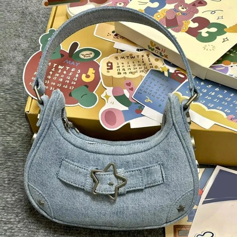 DHgate.com:Star-Studded Denim Shoulder Bag: Y2K Style for