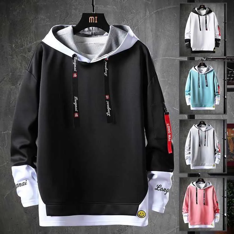 Mens Hoodies Sweatshirts Fake Two Hoodie Men Spring And Fall New