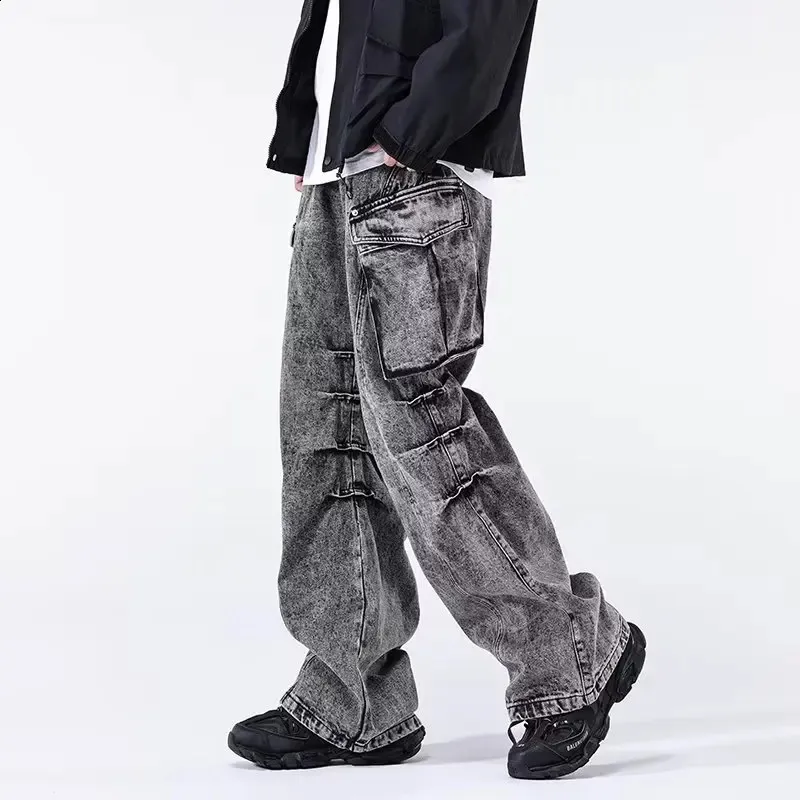 Baggy Y2K Cargo Pants For Men Vintage Style Grey Trousers
