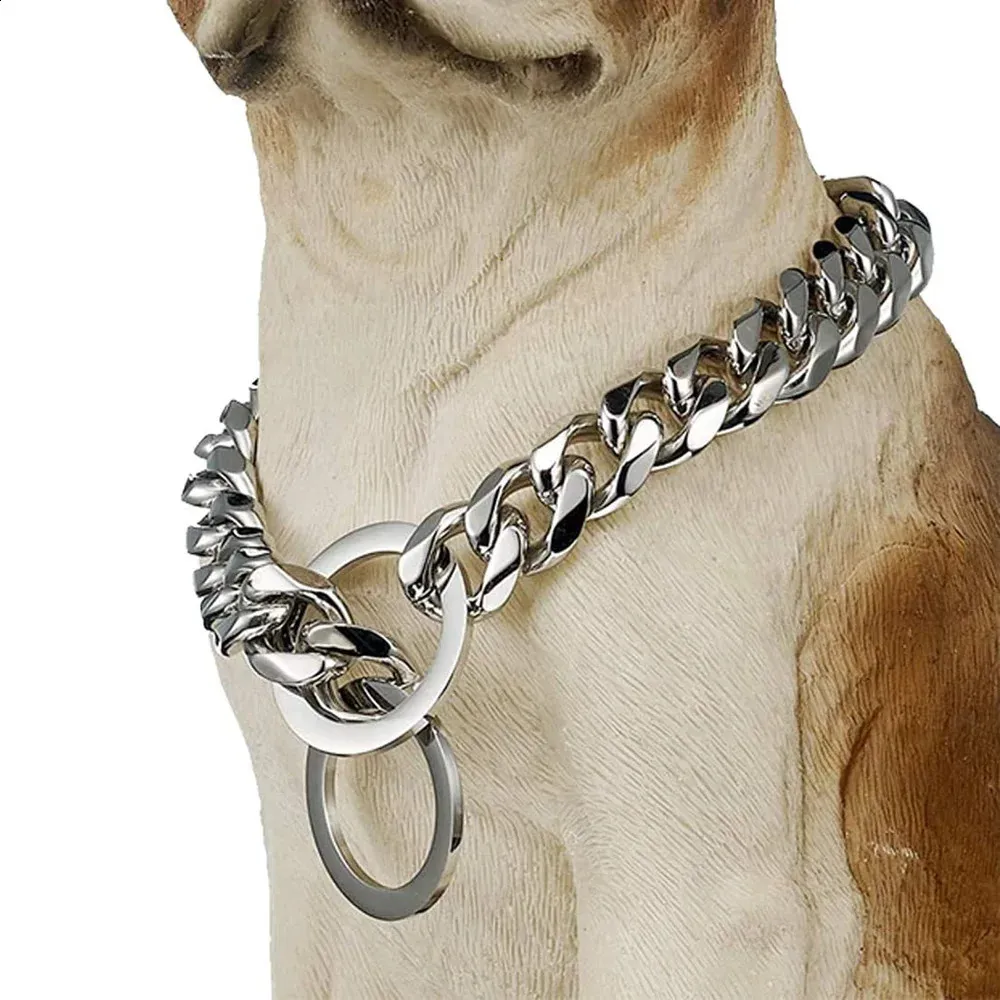 Dog Chain Collar 15MM Width Stainless Steel Cuban Link Slip Chain for ...