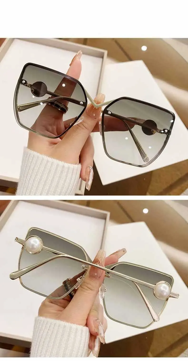 ⭐新品未使用⭐PEARLY GATES⭐⭐GTG-100⭐⭐サングラス⭐ DHgate.com:Rimless Pearl Frame Retro Cut Edge Womens