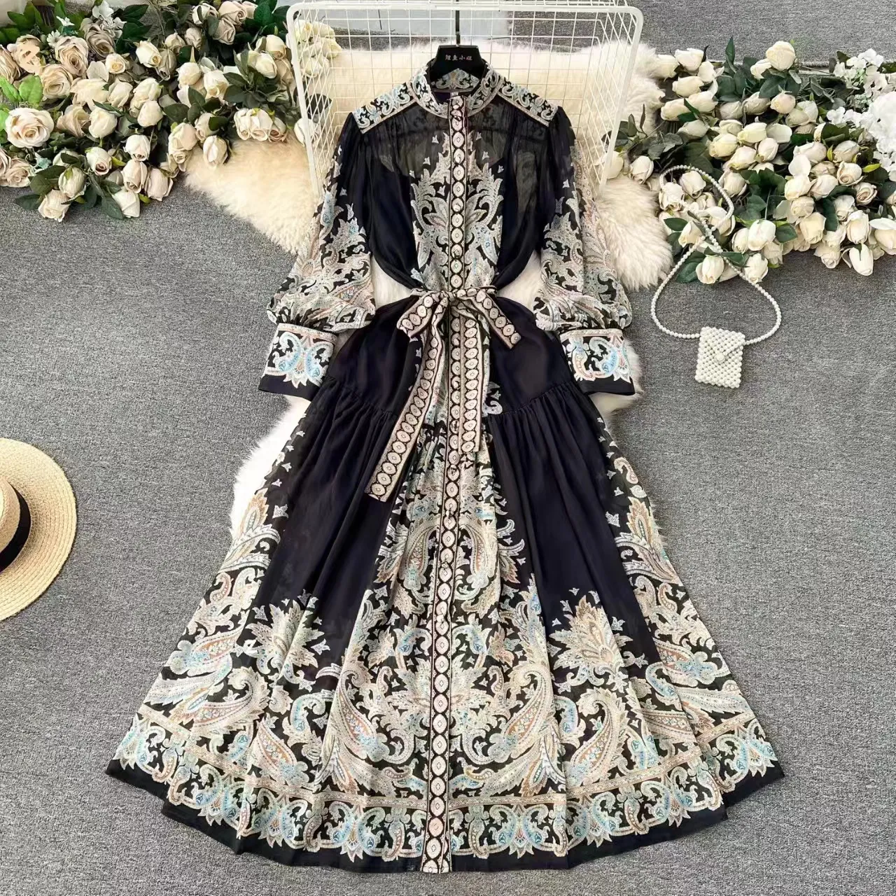 ワンピース Paisley Cotton Lace Long Dress Paisley Cotton Lace Long Dress（ワンピース）｜Her lip to