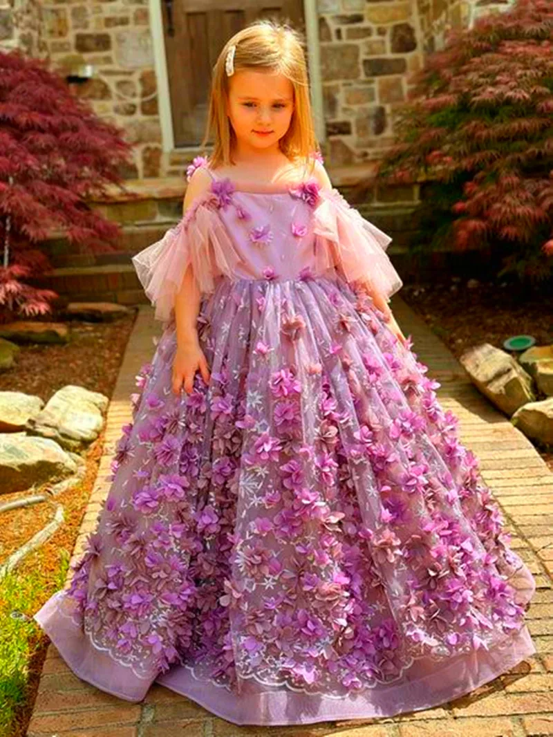 3D Floral Appliques Little Girls Pageant Dresses... From 87,54  | DHgate