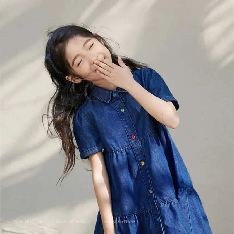 Children's Casual Cotton Denim Dress with O-Neck Collar for Spring Summer  from Dhgate Girl's Dresses - price 13.59