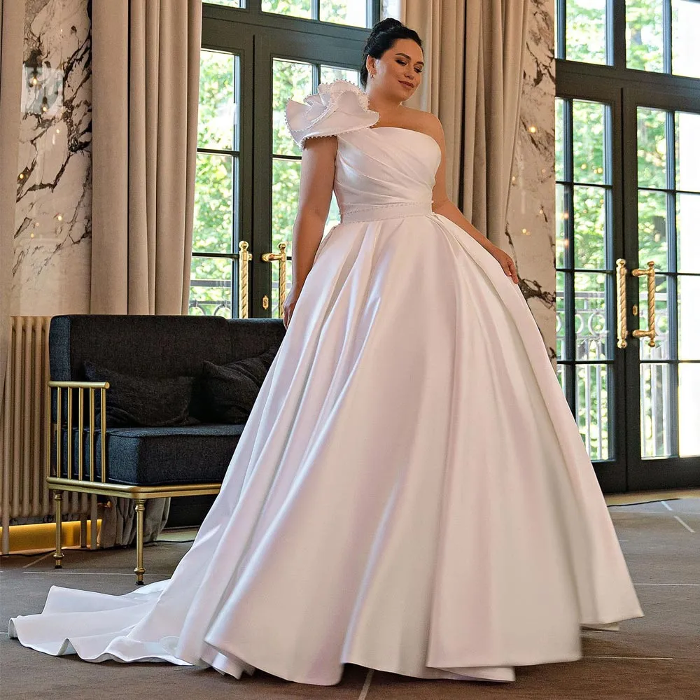 One Shoulder Wedding Dress Plus Size Elegant Plus Size Wedding