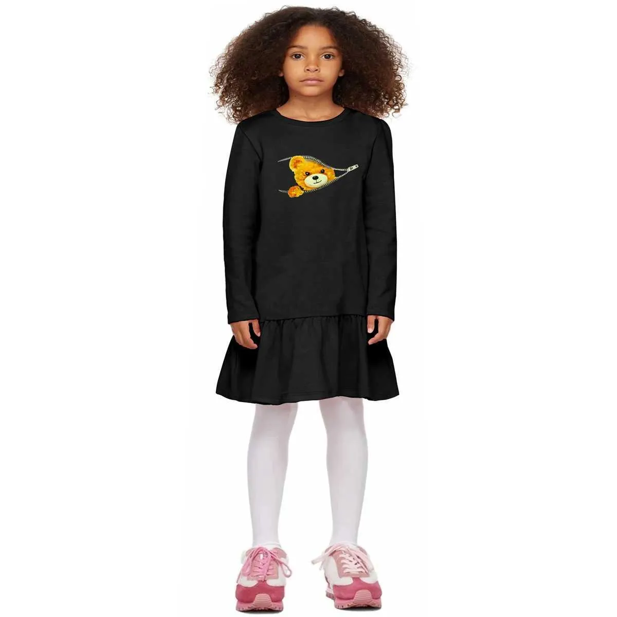 Cute Teddy Bear Dress for Girls 1-8 Years Fashion Kids Clothes - Main Image