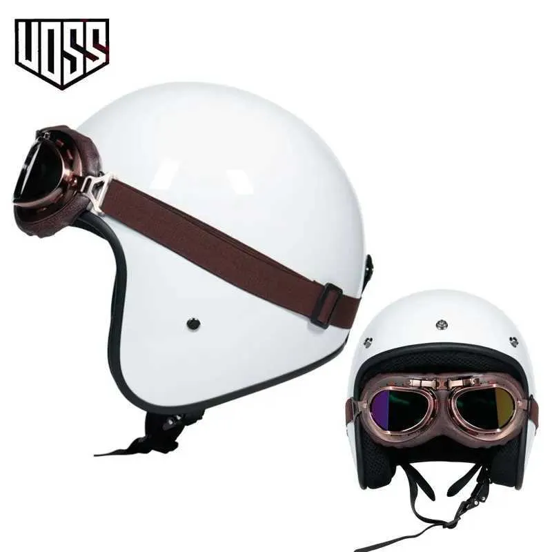 Casque Moto Open Face Vintage 3/4 - ABS+PC, Visière Double Lentille, Style Rétro Café Racer - 7