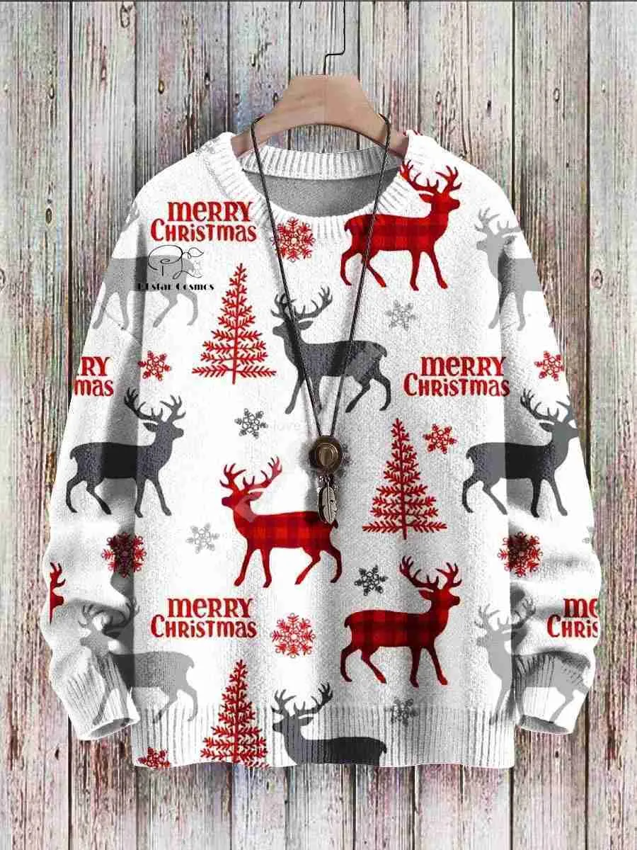 Maglione Natalizio Ugly Da Uomo - Felpa Con Cappuccio 3D Divertente, Motivo Renne E Babbo Natale, Unisex (Regalo Di Natale)
