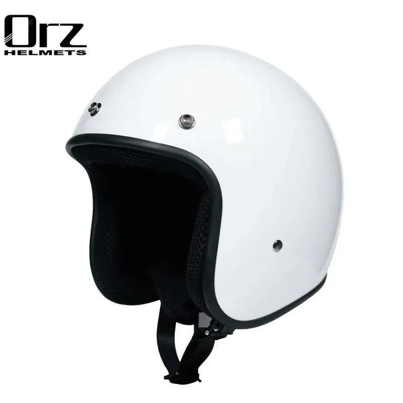 Casque Moto Open Face Vintage 3/4 - ABS+PC, Visière Double Lentille, Style Rétro Café Racer - 9