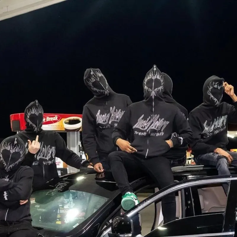 DHgate.com:Rhinestone Zip-Up Y2K Jacket: Oversized Emo Goth