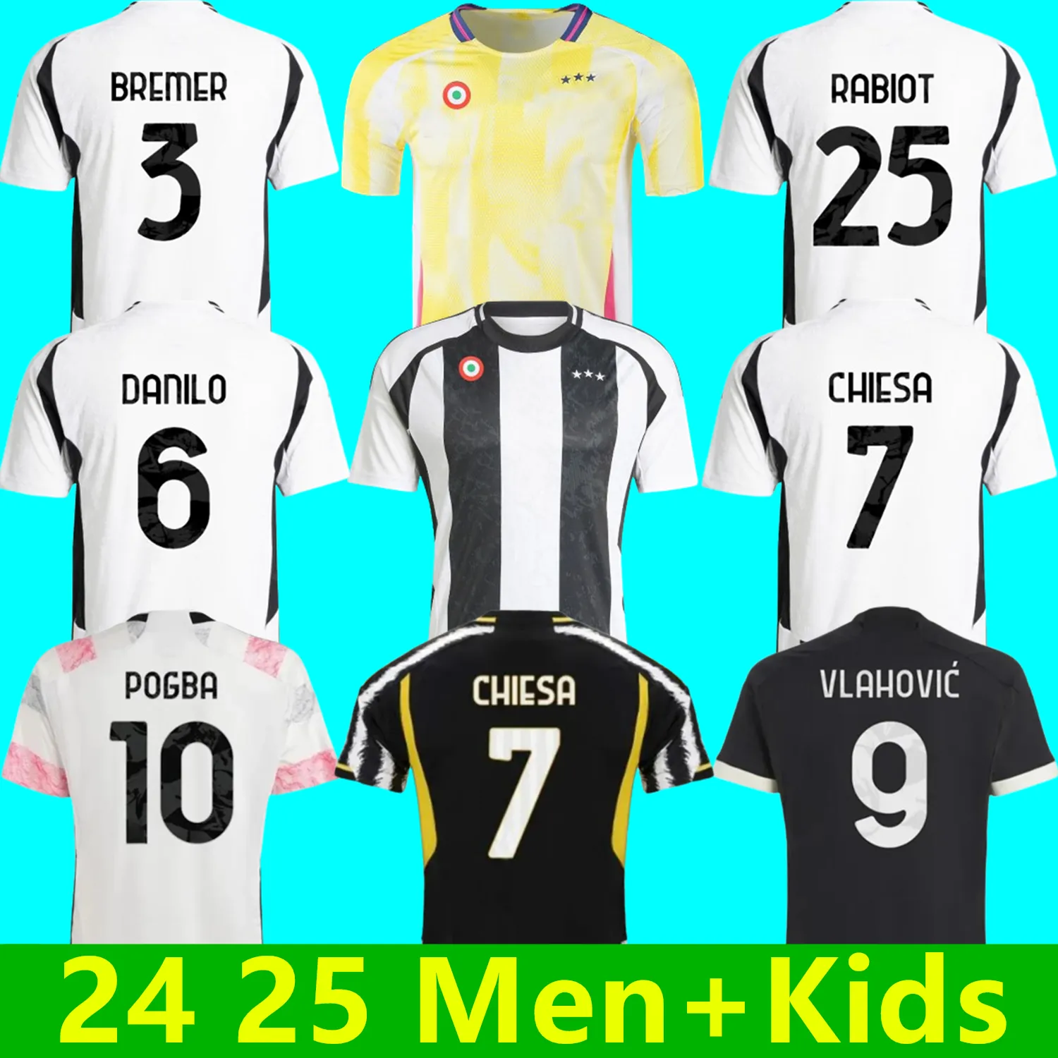Fans Soccer Jerseys: MILIK, DI MARIA, VLAHOVIC, KEAN, POGBA, CHIESA,  McKENNIE, LOCATELLI Home/Away Kits 2024 Men Kids