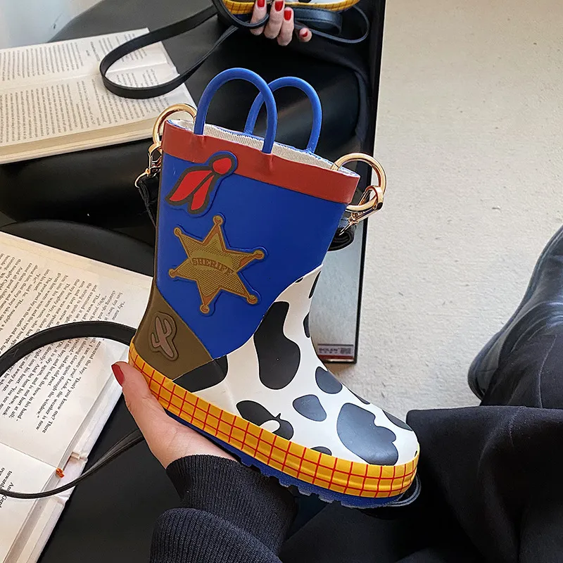 Women s 2024 Fashion Rain Boots with Personalized Niche Design Mobile Phone Bag and One Shoulder Crossbody Bag