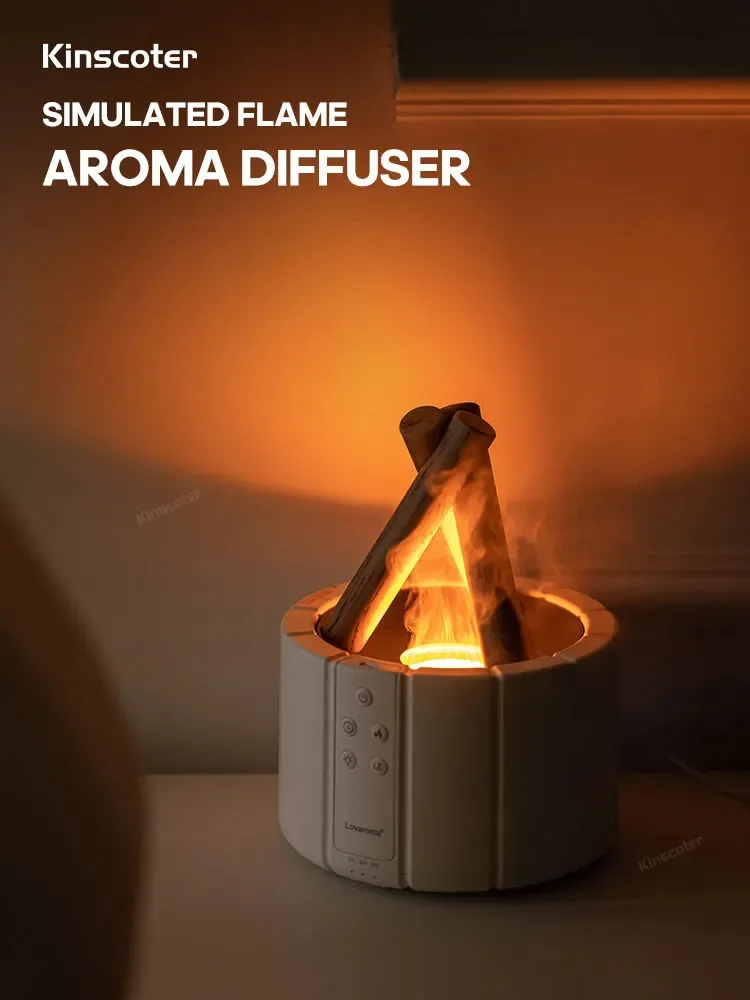 Ultrasonic Cool Mist Aroma Diffuser with Simulated Flame - LED ...