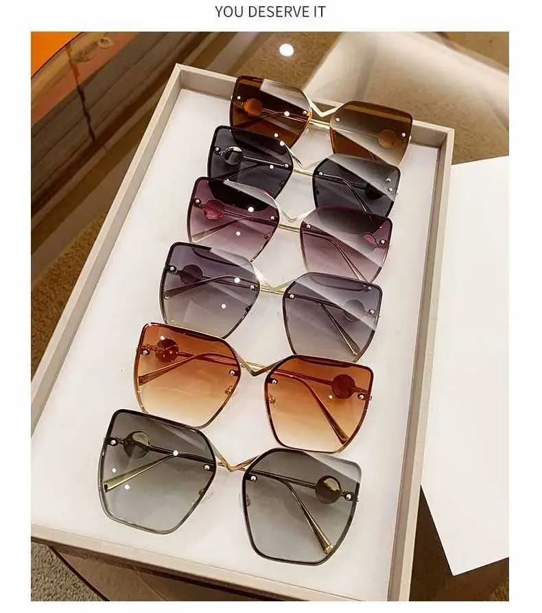 ⭐新品未使用⭐PEARLY GATES⭐⭐GTG-100⭐⭐サングラス⭐ DHgate.com:Rimless Pearl Frame Retro Cut Edge Womens