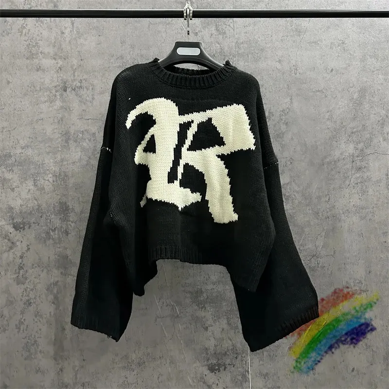 A RAF SIMONS Oversized Knit Sweater For Men And Women Black Letter