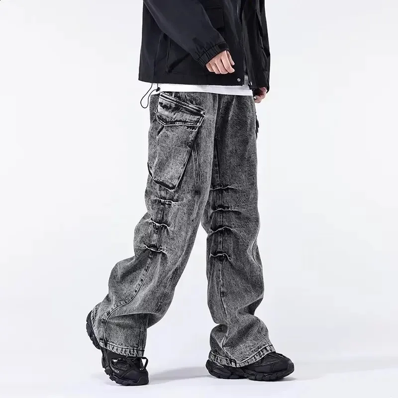 Baggy Y2K Cargo Pants For Men Vintage Style Grey Trousers