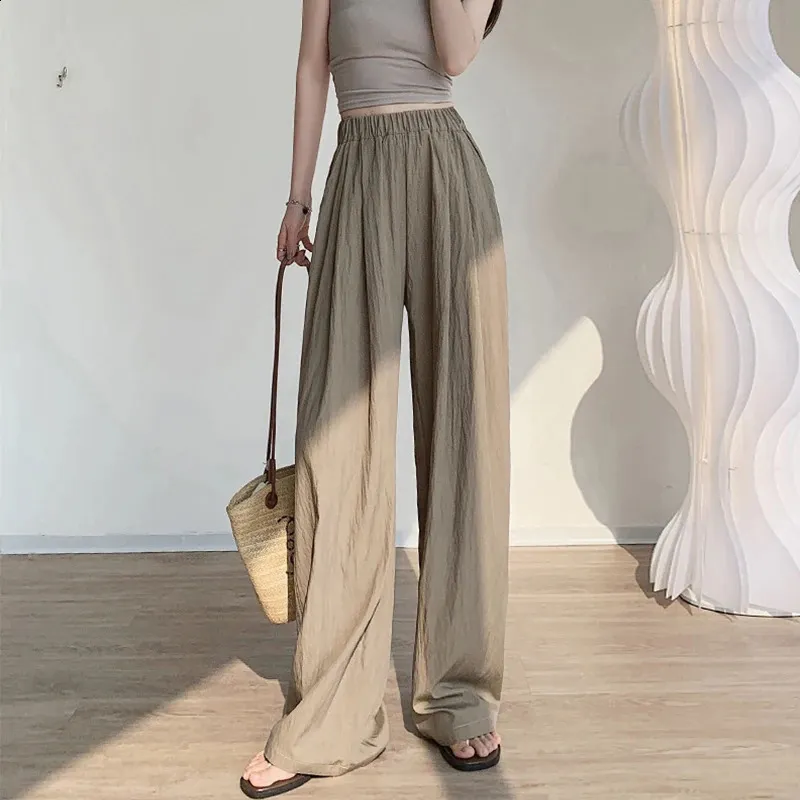avouavou ★韓国ドラマ協賛★SILK HIGH WAIST WIDE PANTS 4色 2024 Spring Summer Ice Silk Wide Leg Pants for Women Korean