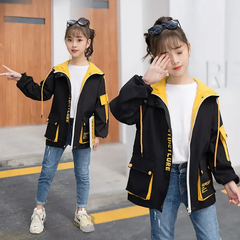 DHgate.com:Girls Autumn Spring Hooded Windbreaker Jacket
