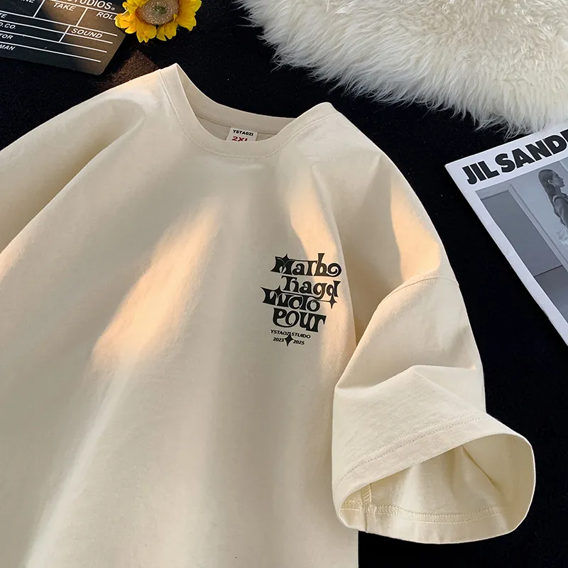 Clothing T Shirt 200g Pure Cotton Plus Size Loose Casual Printed T