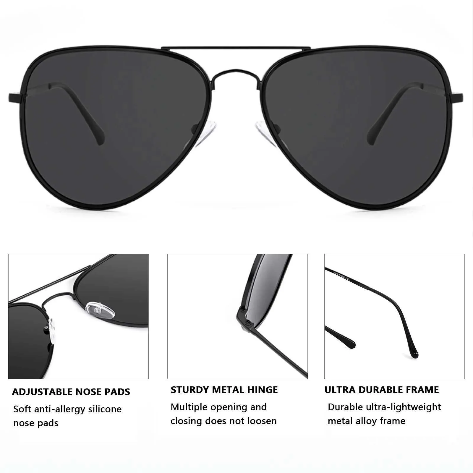 MAXJULI Polarized Aviator Sunglasses for Big Heads - Classic  display picture 2