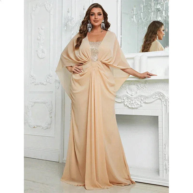 Plus Size Elegant Chiffon Evening Gown with Sequin Shawl - Shop Now!  Premium Quality Ball Gown Dresses for Plus Size from Dhgate Runway Dresses  - price 91.27