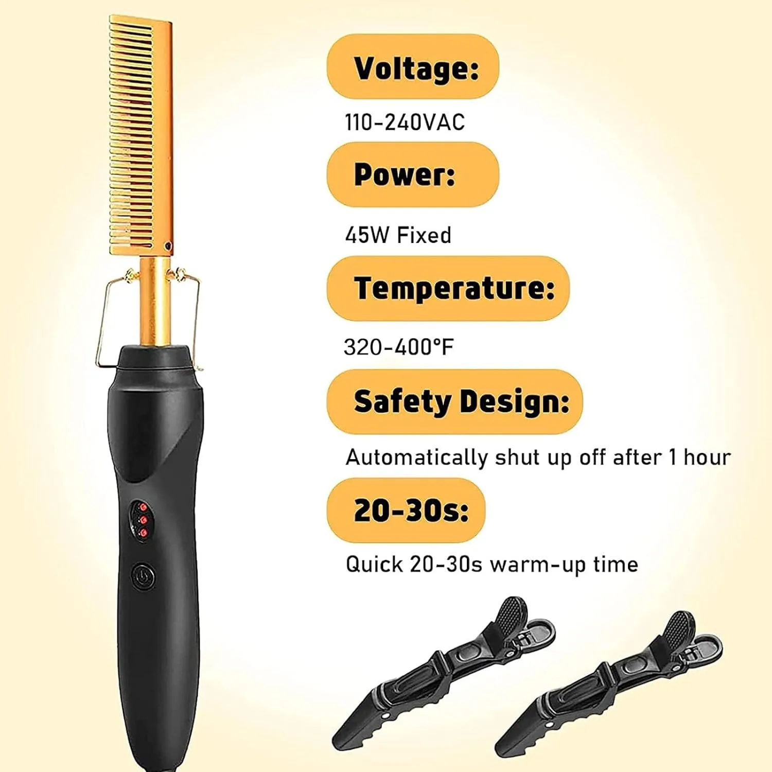 Hot Comb Set, Electric Hair Straightener Comb Curling Iron for Natural Black Amazon.com : Hot Comb Hair Straightener Pressing Combs  main image 4