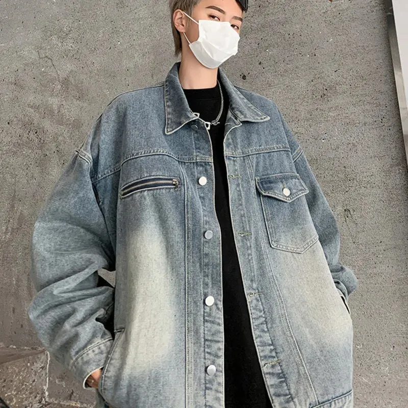 Hip Hop Men's Washed Denim denim jacket with Zipper Hip Hop Men's Washed Denim denim jacket with Zipper