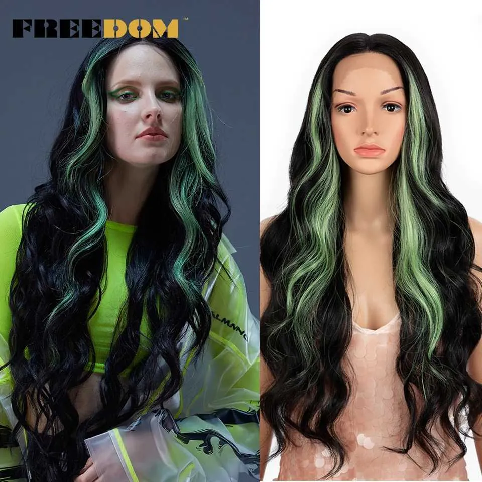 Synthetic Lace Front Wig 13x1 Middle Part Medium Length  display picture 3