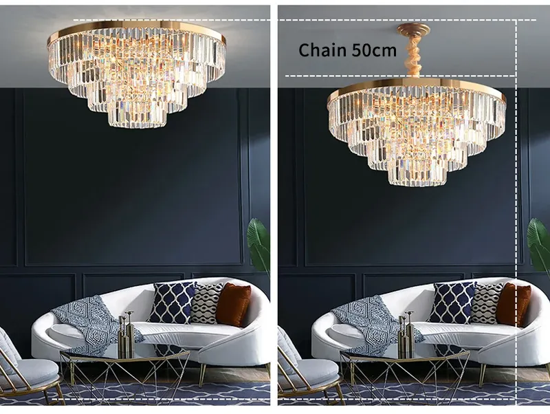 Modern Crystal Ceiling Chandelier For Living Room Gold Led Hanging Lamp ...