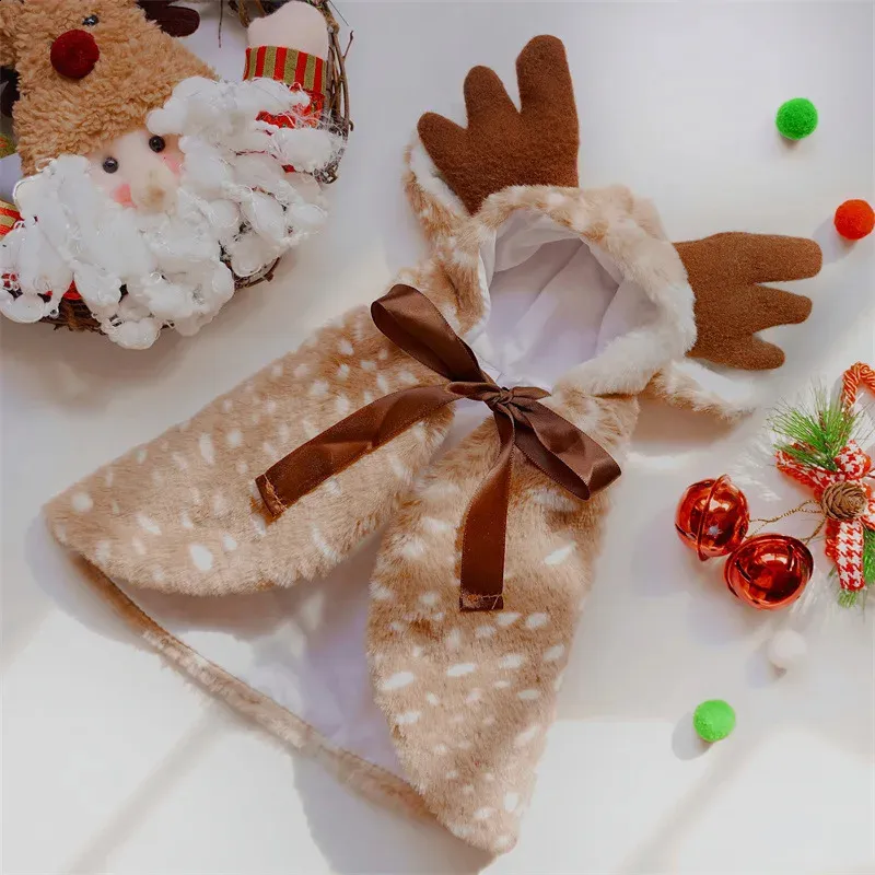 Amosfun Weihnachts Haustier Halsband Mit Glöckchen - Verstellbar, Für Kleine Hunde & Katzen, Größe M (25-30cm), Weihnachtselfen-Kostüm Zubehör