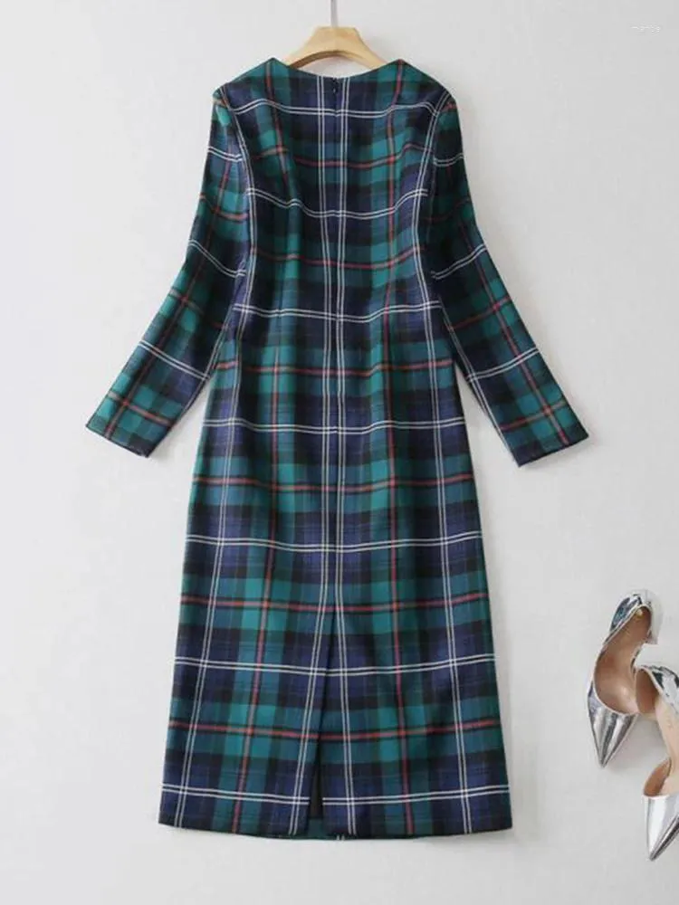 green plaid midi dress Chocolate Tea Plaid Twofer Midi Dress (Green) M