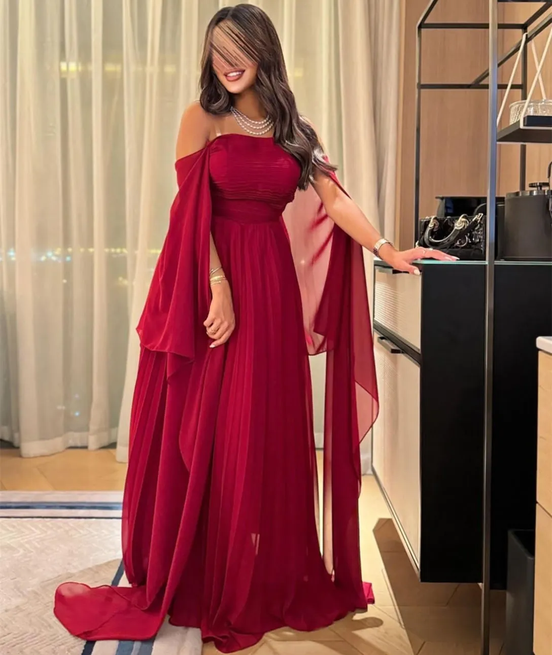 open lace back dress Elegant V-Neck Aline Bridesmaid Dress Burgundy Backless Chiffon Party Dress
