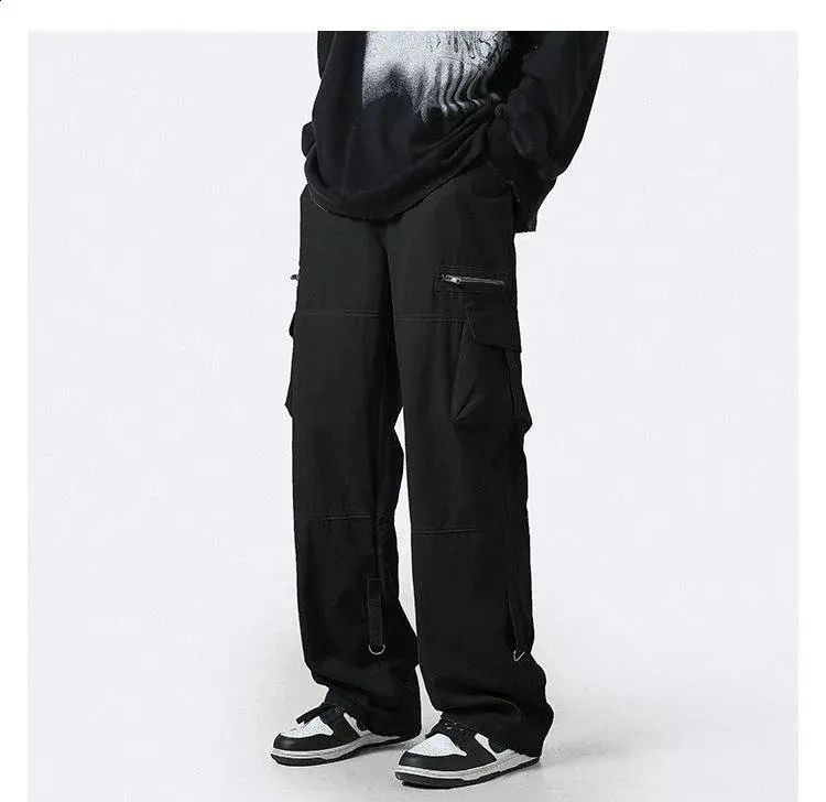 【THEAIRTOWN】Diagonal Zipper Big Pocket Wide Pants ★ DHgate.com:Mens Urban Cargo Pants: Oversized, Zippered, Wide